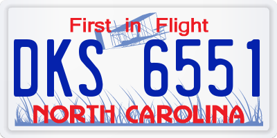 NC license plate DKS6551