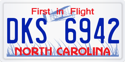 NC license plate DKS6942