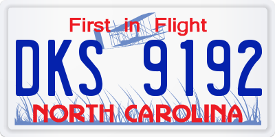NC license plate DKS9192