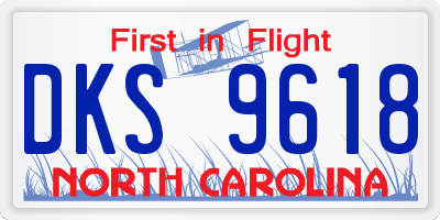 NC license plate DKS9618