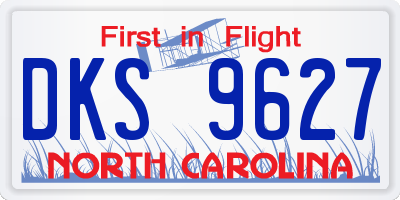 NC license plate DKS9627