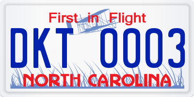NC license plate DKT0003