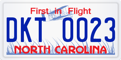 NC license plate DKT0023