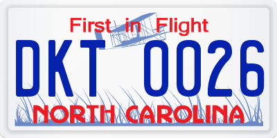 NC license plate DKT0026
