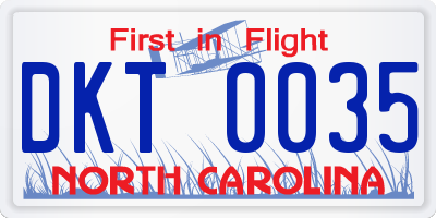 NC license plate DKT0035
