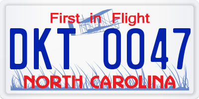 NC license plate DKT0047