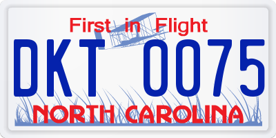 NC license plate DKT0075
