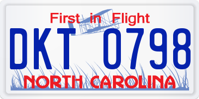 NC license plate DKT0798