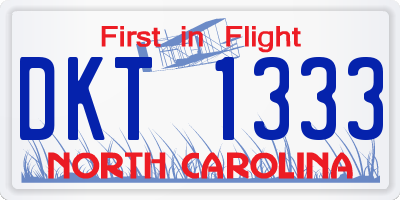 NC license plate DKT1333