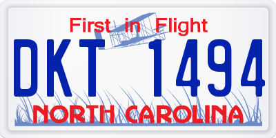 NC license plate DKT1494