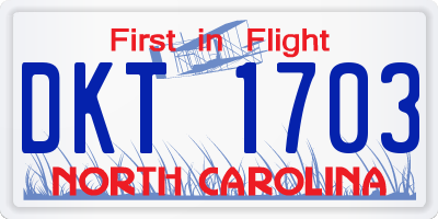 NC license plate DKT1703