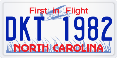 NC license plate DKT1982