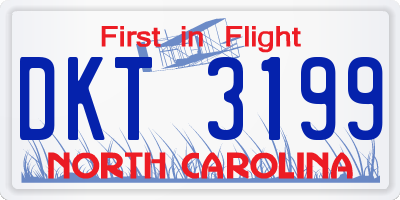 NC license plate DKT3199