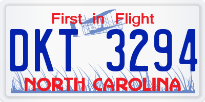 NC license plate DKT3294