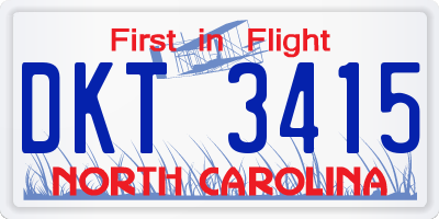 NC license plate DKT3415