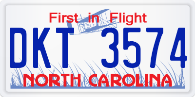 NC license plate DKT3574