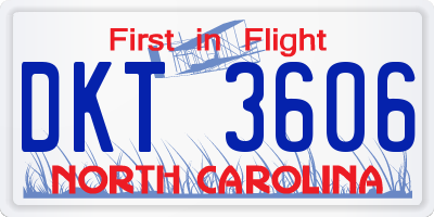 NC license plate DKT3606