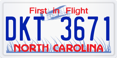 NC license plate DKT3671