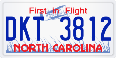 NC license plate DKT3812
