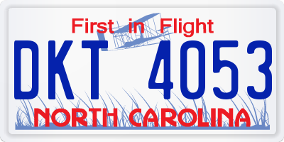 NC license plate DKT4053