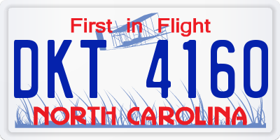 NC license plate DKT4160