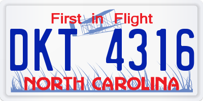 NC license plate DKT4316