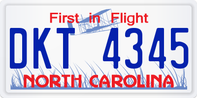 NC license plate DKT4345