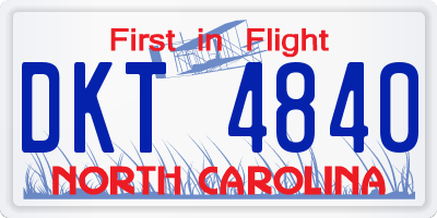 NC license plate DKT4840