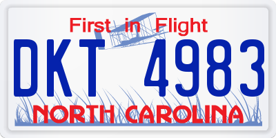 NC license plate DKT4983