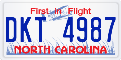 NC license plate DKT4987