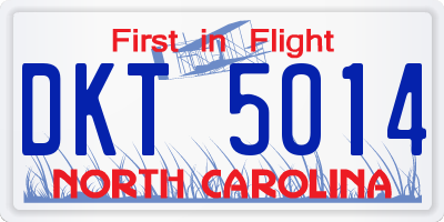 NC license plate DKT5014
