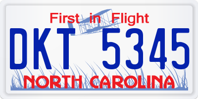 NC license plate DKT5345