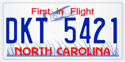 NC license plate DKT5421
