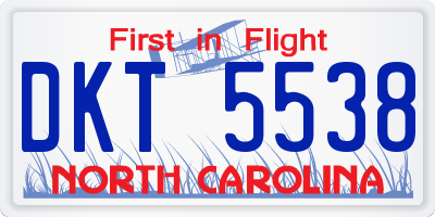 NC license plate DKT5538