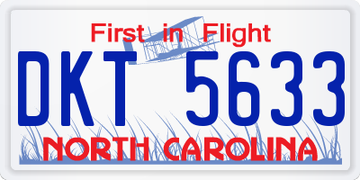 NC license plate DKT5633