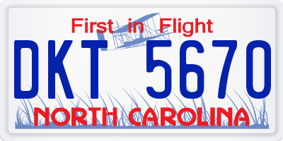 NC license plate DKT5670
