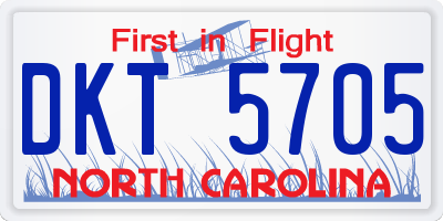 NC license plate DKT5705