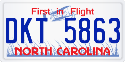 NC license plate DKT5863