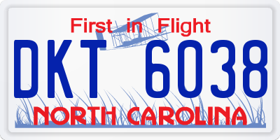 NC license plate DKT6038