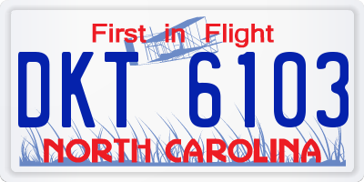 NC license plate DKT6103