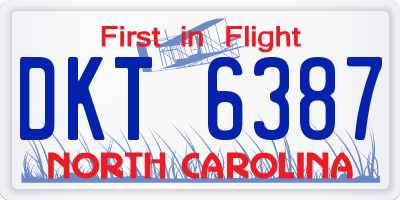 NC license plate DKT6387