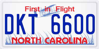 NC license plate DKT6600