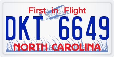 NC license plate DKT6649