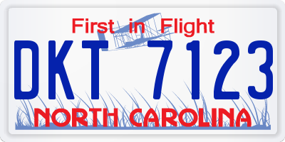 NC license plate DKT7123
