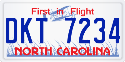 NC license plate DKT7234
