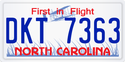 NC license plate DKT7363