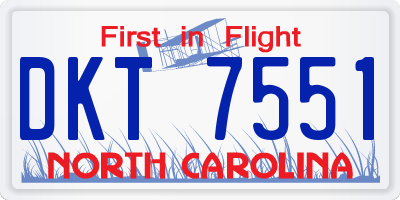 NC license plate DKT7551
