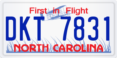 NC license plate DKT7831