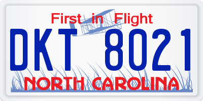 NC license plate DKT8021