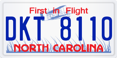 NC license plate DKT8110